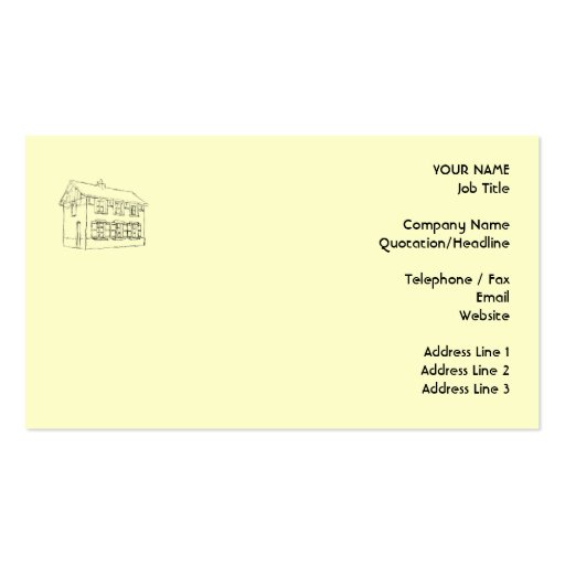 Sketch of an Old House, with Shutters. Business Card Templates