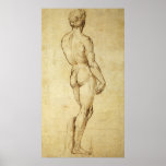 Sketch of Michelangelo's David Statue by Raphael Poster