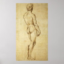 Sketch of Michelangelo's David Statue by Raphael Poster