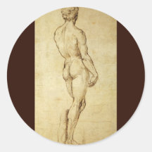 Sketch of Michelangelo's David Statue by Raphael Sticker