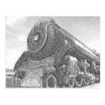 Sketched Train Engine Post Card