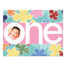 Sketchy Flowers First Birthday Invitation