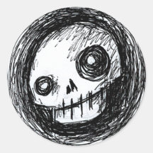 Sketchy Skull Round Stickers