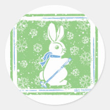Ski Bunny Round Sticker
