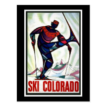 "Ski Colorado" Vintage Travel Poster Postcard