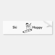 Ski Happy (Snowboard) Bumper Stickers