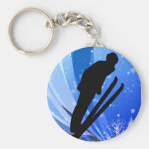 Ski Jumping in the Snow Keychains