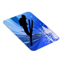 Ski Jumping in the Snow Rectangle Magnets