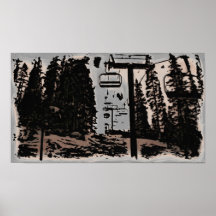 Ski lift artistic canvas print