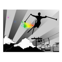 ski powder trail postcards