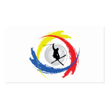 Ski Tricolor Emblem Business Cards