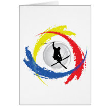 Ski Tricolor Emblem Greeting Cards