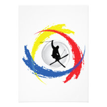 Ski Tricolor Emblem Personalized Invitation