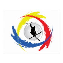 Ski Tricolor Emblem Post Card