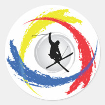 Ski Tricolor Emblem Stickers