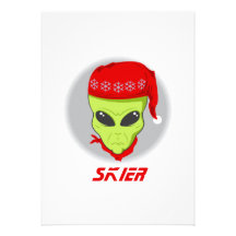 Skier Alien Invitation