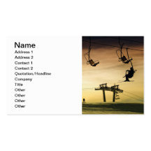 Skiing at sunset business cards