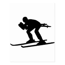 Skiing Downhill Post Card