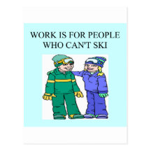 skiing lovers postcards