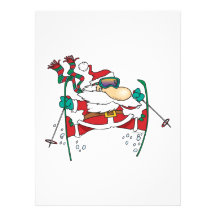 skiing santa claus cartoon personalized invites