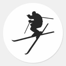 Skiing - Ski Freestyle Round Stickers