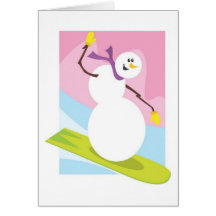 Skiing Snowman Card