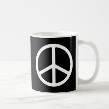 Skinny White Peace Symbol Mugs