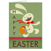 Skipping Easter Bunny Card
