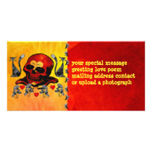 Skull and Cats Customized Photo Card