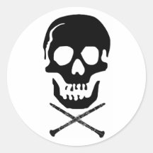 Skull and clarinets - Black on white Sticker