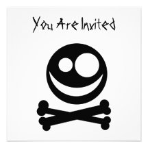 Skull and Crossbones. Black and White. Custom Announcement