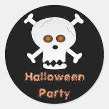 Skull and Crossbones Halloween Party Sticker