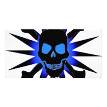 Skull and Crossbones with Starburst Picture Card