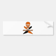 Skull and Crossed Trowels Archaeology Bumper Stickers