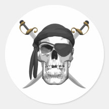 Skull and Swords Round Stickers