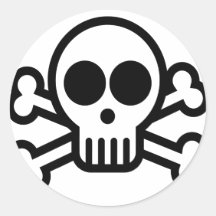 Skull & Bones Bone Head Round Stickers