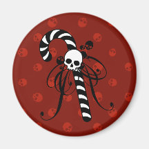 Skull Candy Cane Refrigerator Magnets