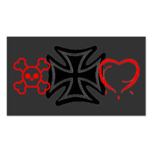 Skull & Crossbones Iron Cross &Heart Business Card