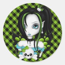 Skull Faery Round Sticker