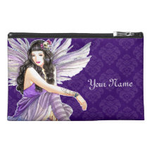 Skull Fairy Purple Damask Personalised Travel Bag Travel Accessory Bag