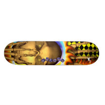 Skull Fire Blue Block Name Design Custom Skate Board