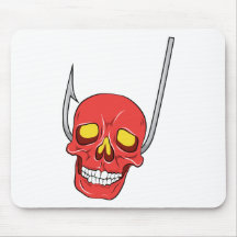 Skull ~ Fish Hook Tattoo Skull Fantasy Art Mousemat