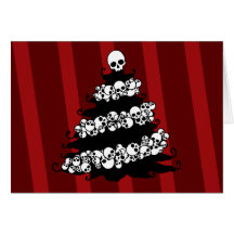 Skull Garland Christmas Tree Greeting Cards