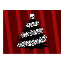 Skull Garland Christmas Tree Postcard