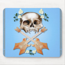 Skull-Guitar-White Rose Mousepad