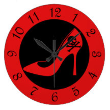 Skull High Heel SHoe Round Clock