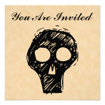 Skull illustration motif. personalised invites