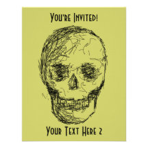 Skull, in Black. Custom Announcement