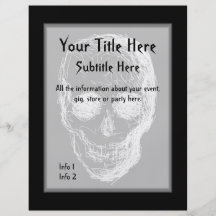 Skull, in White. Full Color Flyer
