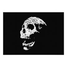 Skull in White on Black. Personalized Invitation